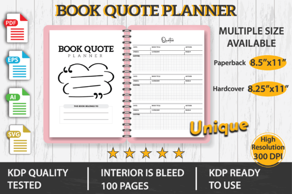 Book Quote Planner Graphics for Kdp Interiors