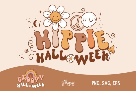 Hippie Groovy Halloween Sublimation Graphics for Print Templates