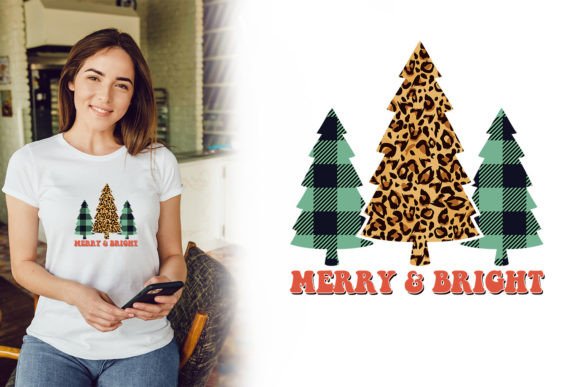 Merry and Bright Christmas SVG Design for Print Templates and Graphics