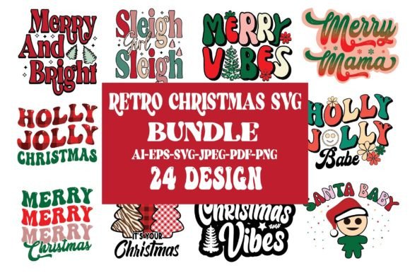 Retro Christmas SVG Sublimation Bundle for T-Shirt Designs